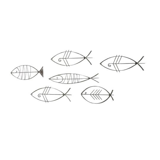 Set of 6 Black Metal Industrial Abstract Wall Decor, 16", 20", 24"